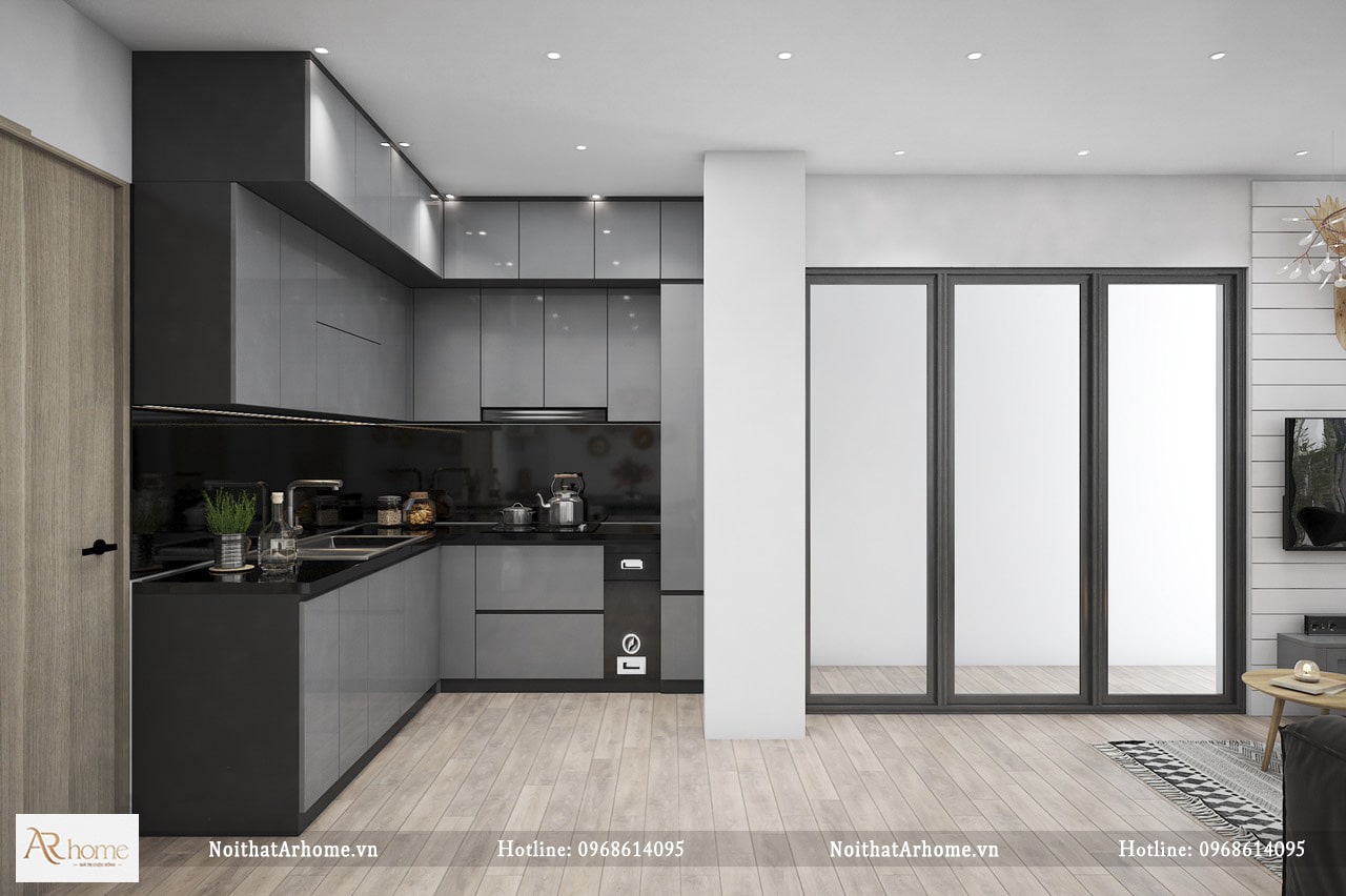Thiết kế tủ bếp MDF lõi xanh chống ẩm Thái Lan