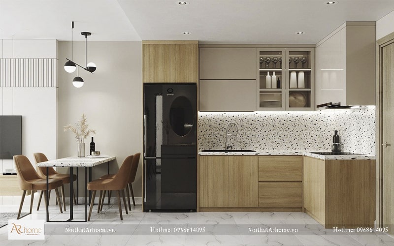 Tủ bếp bằng gỗ công nghiệp MDF lõi xanh chống ẩm