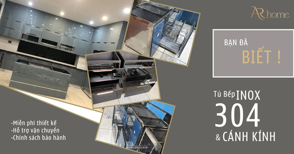 tủ bếp inox cánh Acrylic phong cách hiện đại
