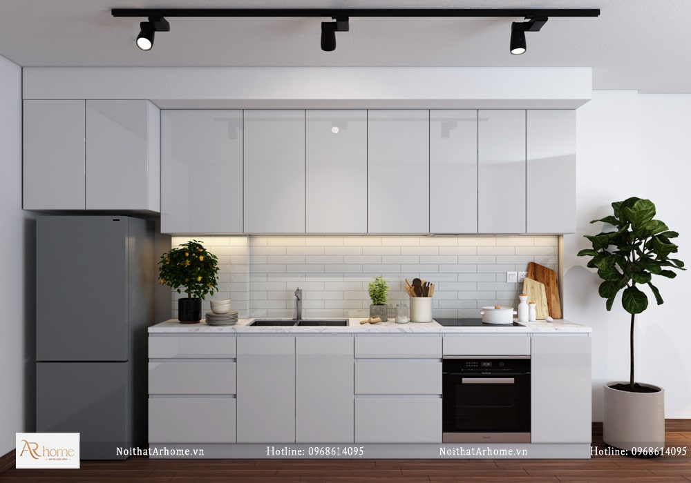 Hiệu ứng gương trên bề mặt tủ bếp Acrylic
