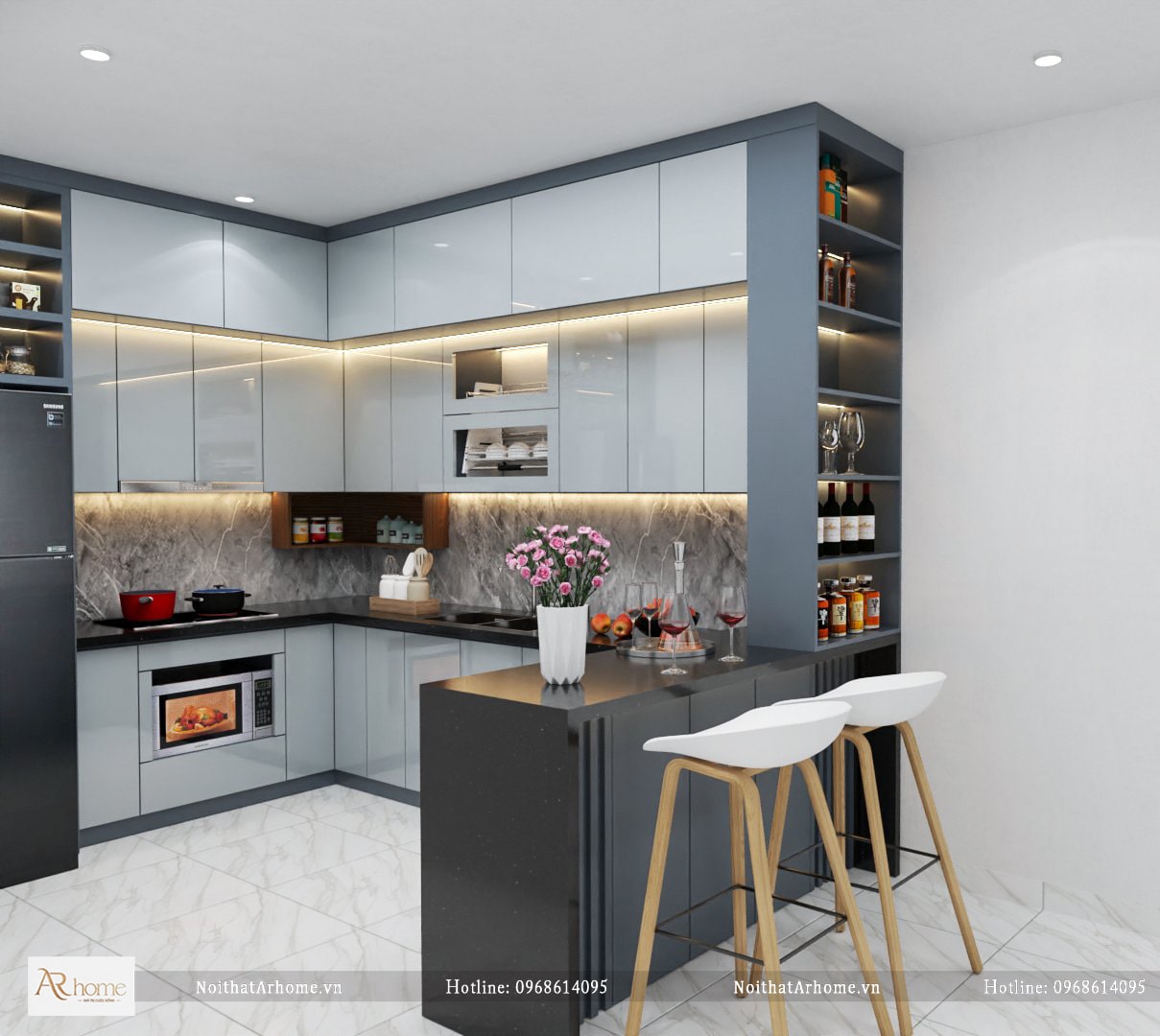 Tủ bếp tạo điểm nhấn cho không gian