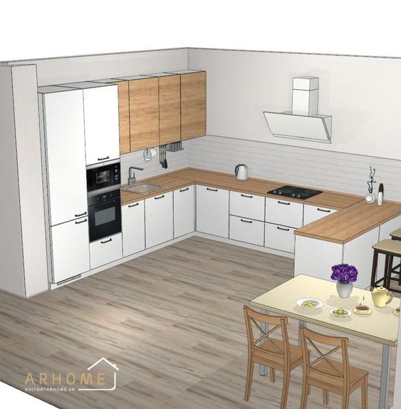 Tính toán kích thước của tủ bếp chữ U