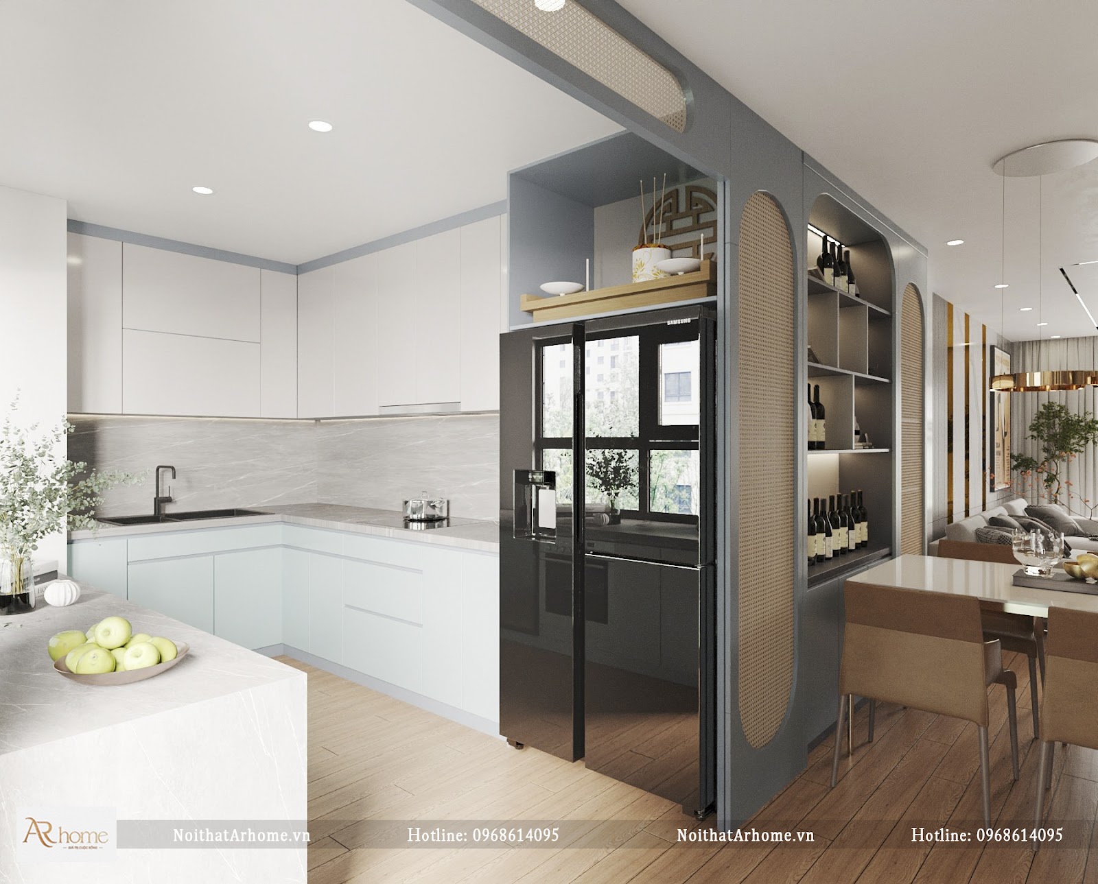 Tủ bếp nhựa cánh Acrylic đẹp sáng bóng và hiện đại