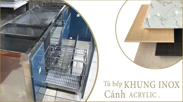 Tủ bếp khung inox cánh Acrylic