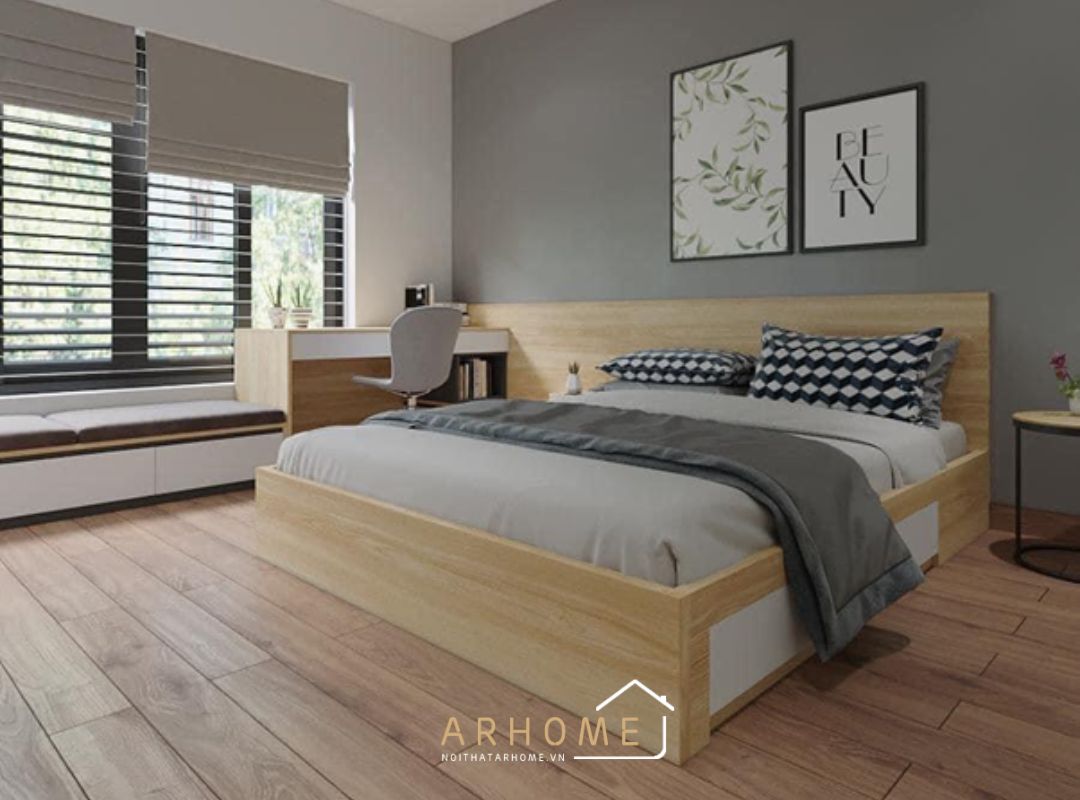 Giường ngủ gỗ MDF Melamine sang trọng tinh tế