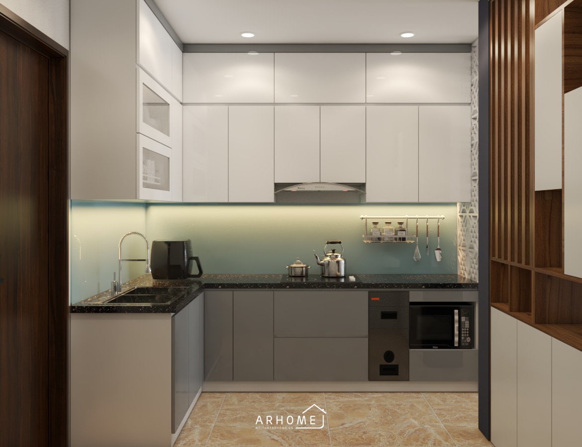 Lựa chọn tủ bếp gỗ công nghiệp chữ L màu trầm
