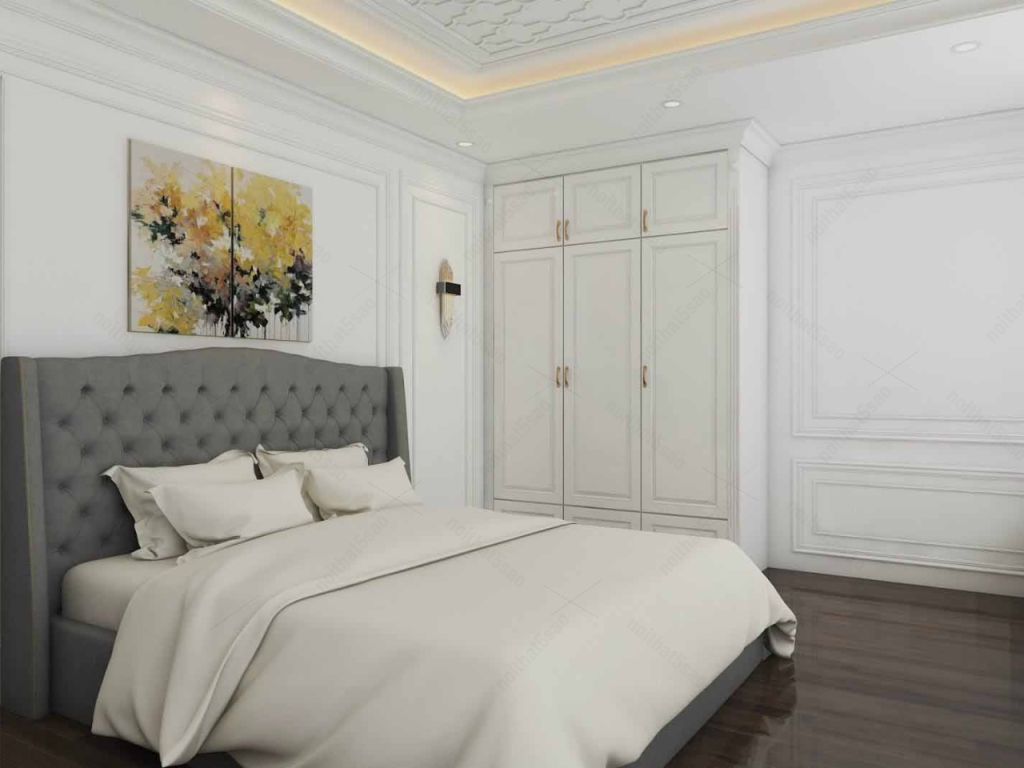 Thiết kế giường ngủ êm phong cách tân cổ điển