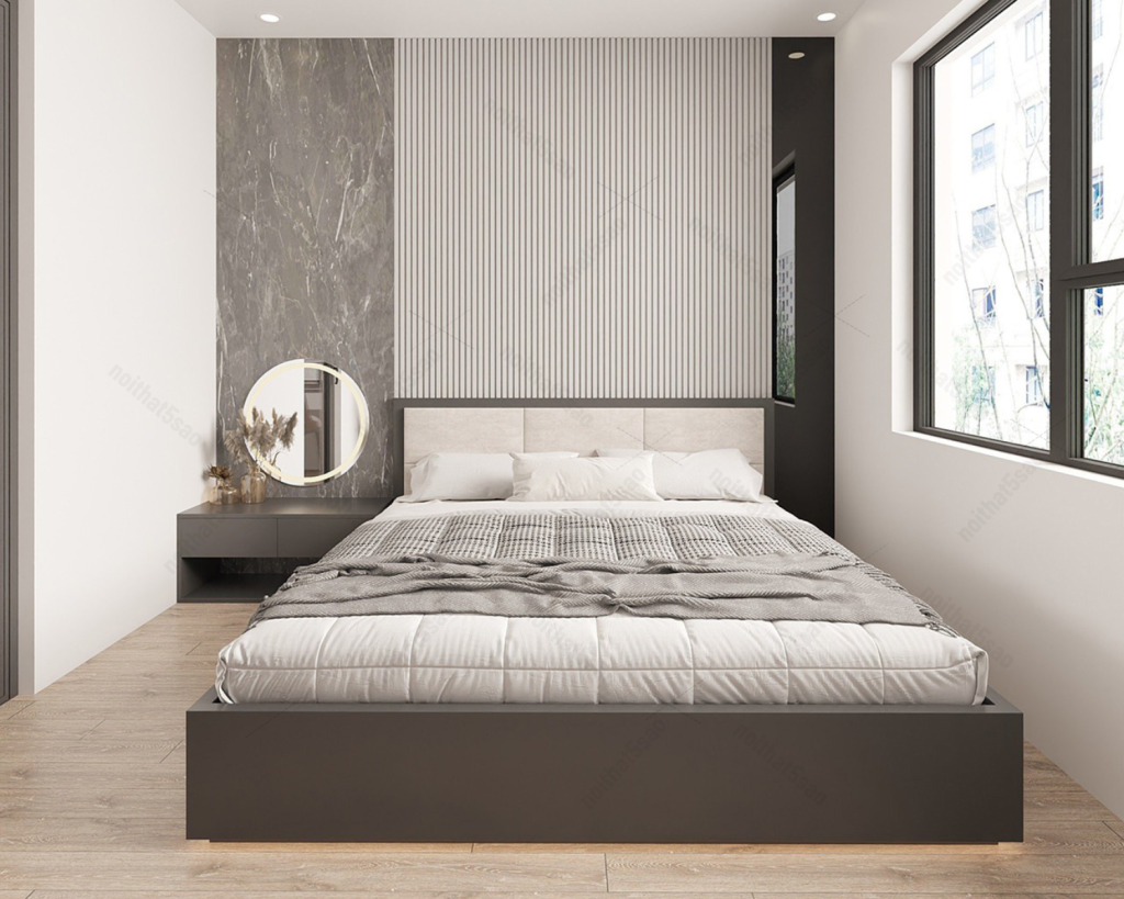 Hình ảnh giường ngủ đẹp bằng gỗ công nghiệp MDF