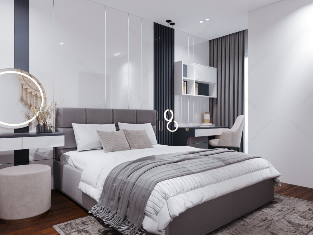 Mẫu giường ngủ hiện đại dạng bọc nỉ
