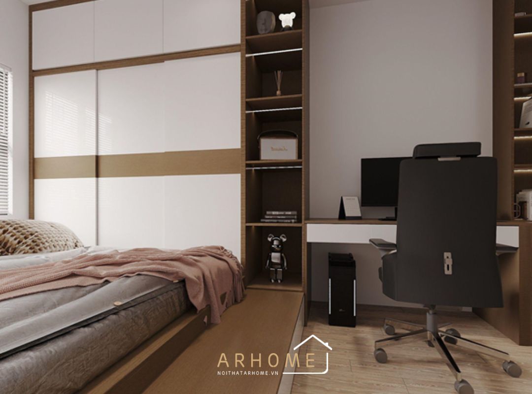 Giường gỗ công nghiệp MDF liền tủ quần áo