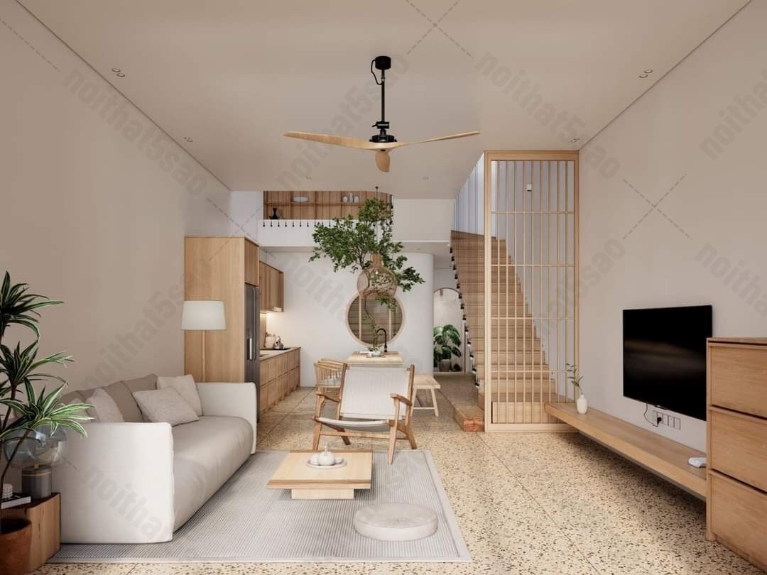 Thiết kế phòng khách liền bếp