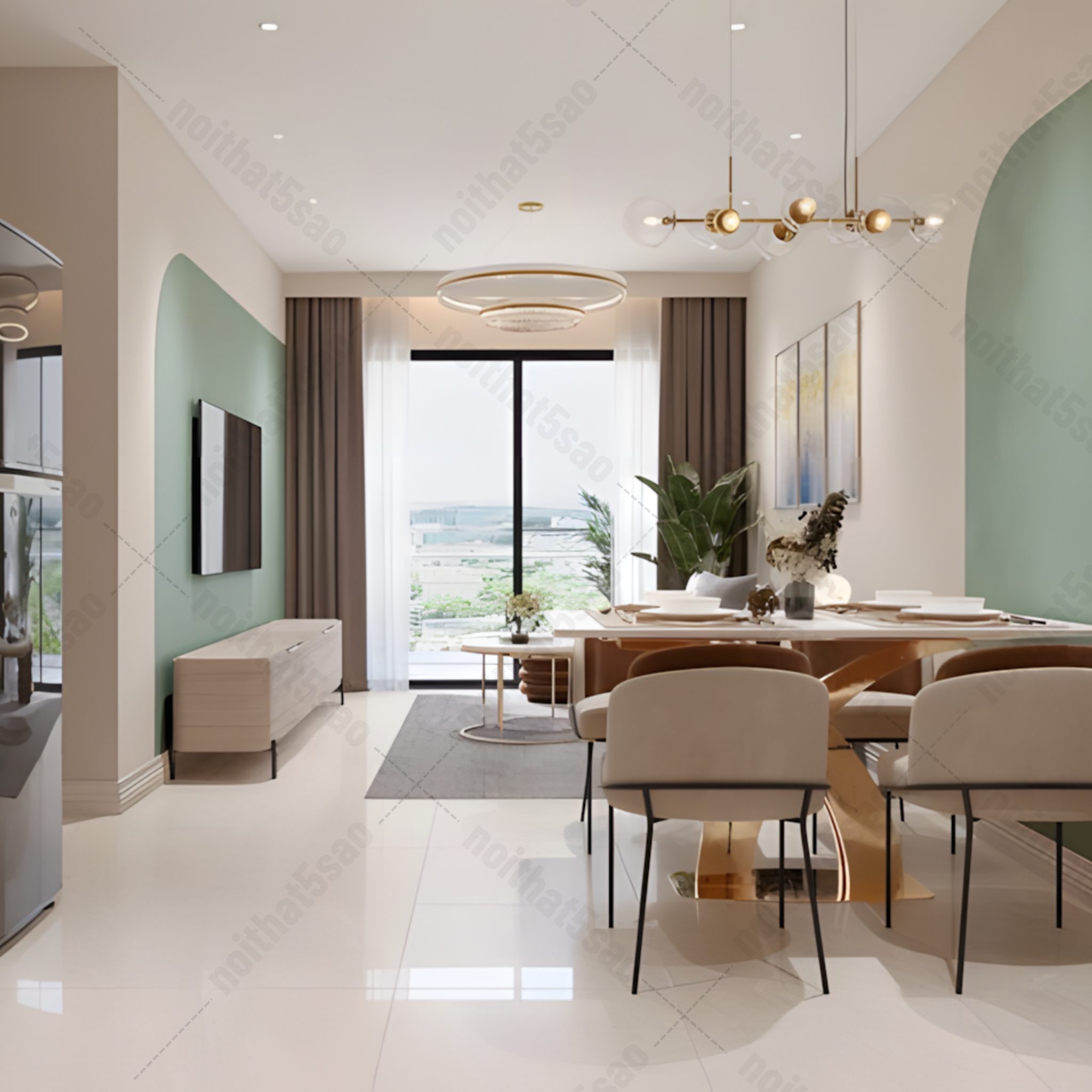 Thiết kế phòng khách liền bếp cho căn hộ