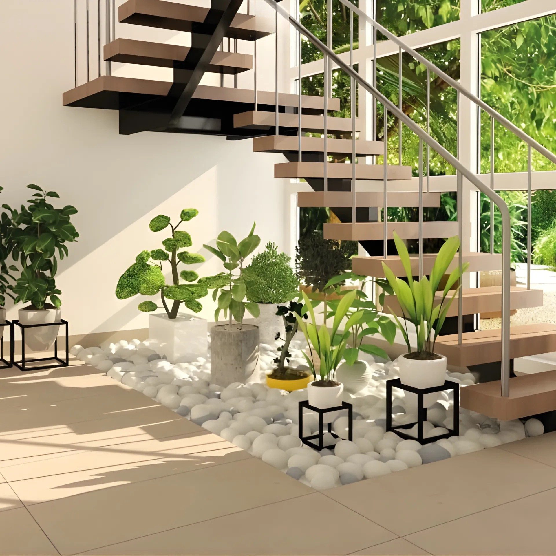 Trang trí tiểu cảnh ở gầm cầu thang